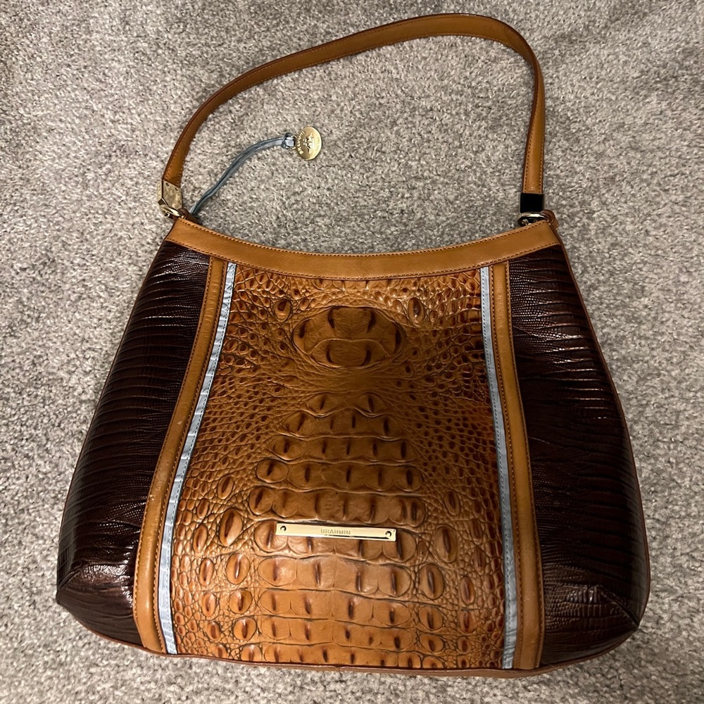 Brahmin Farrah Garrone Multi Embossed Leather Shoulder Bag